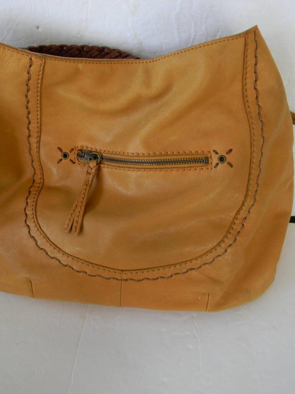 The Sak Mustard Yellow Leather Hobo Shoulder Bag Braided Strap purse BOHO FALL - Picture 8 of 9